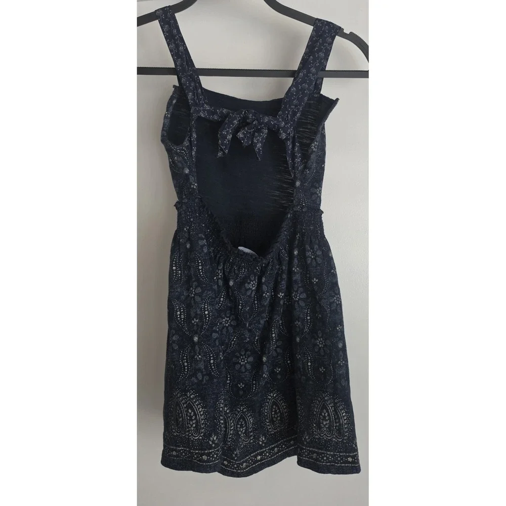 Ralph Lauren Girls Sleeveless Midi Dress Size 6 Casual Boho Navy Floral Cotton